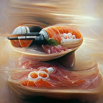 Sushi in Oil Painting Style of James Gurney
