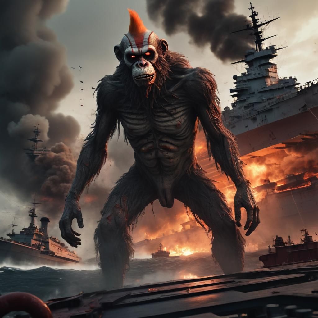 Epic Cyberpunk-Style Monster Unleashes Chaos on Pearl Harbor