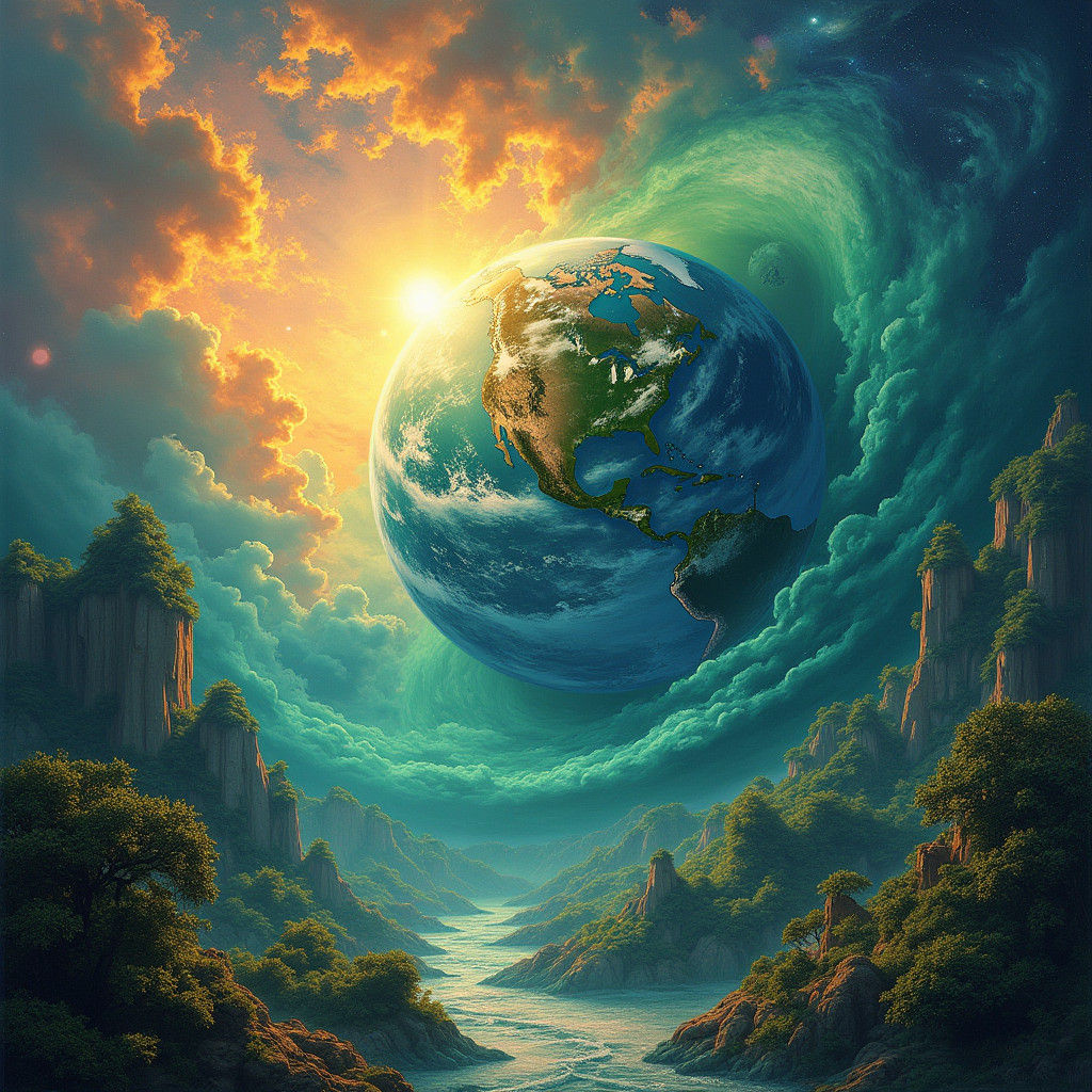 Mystical Planet Earth Radiating Shamanic Aura