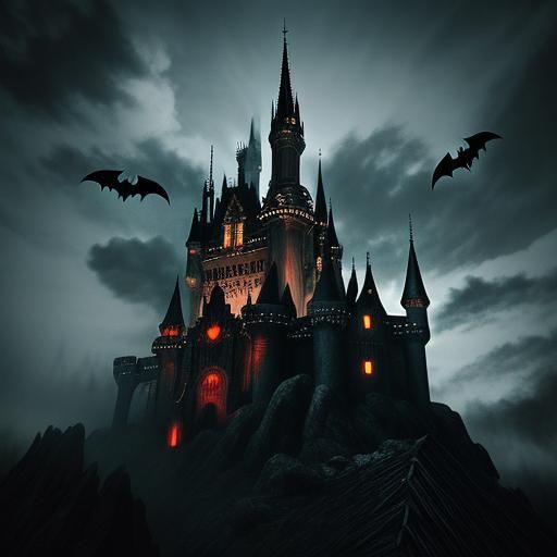 Gothic Vampire Castle Surrounded by Dark Magic