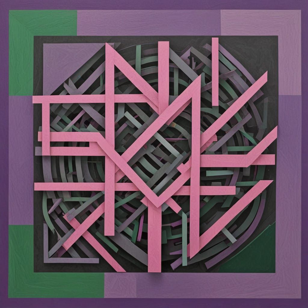 Dimensional Abstract Maze with Violet and Pink