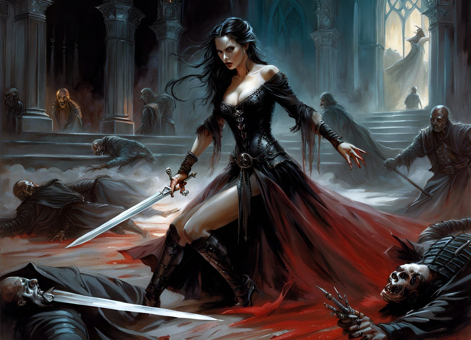 Vampire Warrior in Dark Fantasy Bloodbath