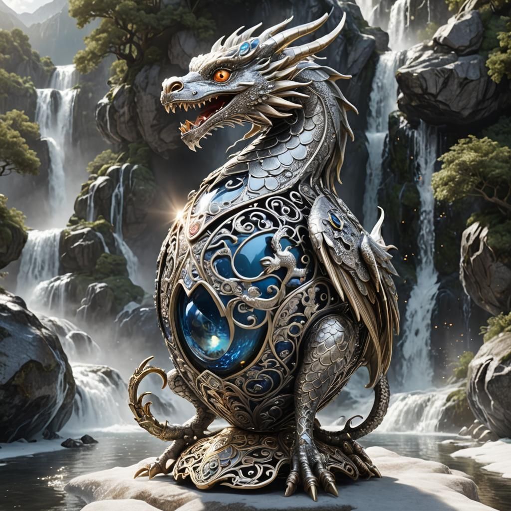 Antique filigree silver dragon