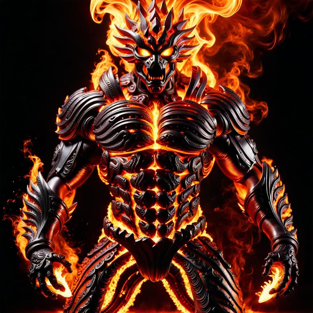 Glowing Lava Fire Elemental in HDR