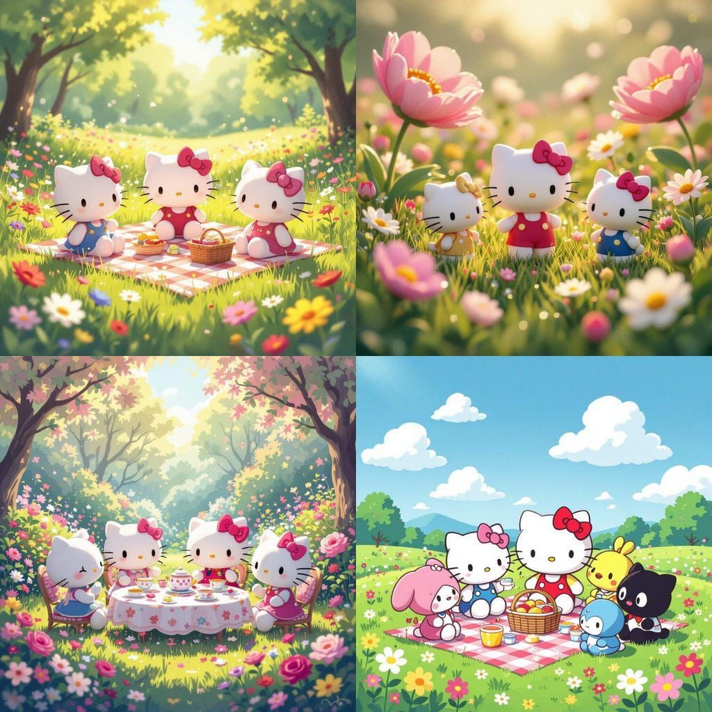 Hello Kitty and Friends Enjoying a Sunny Day