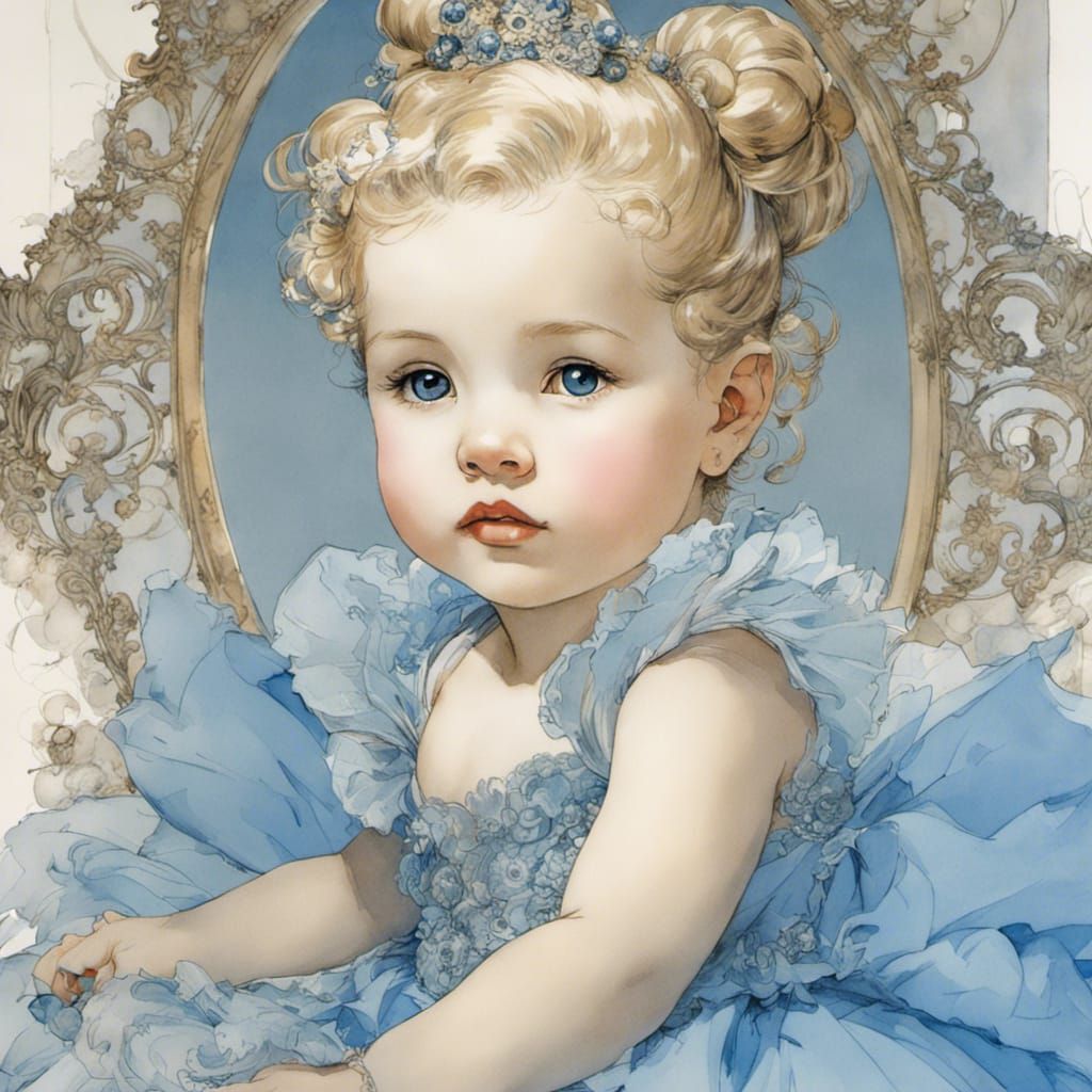 Cinderella Toddler Portrait in Painterly Style
