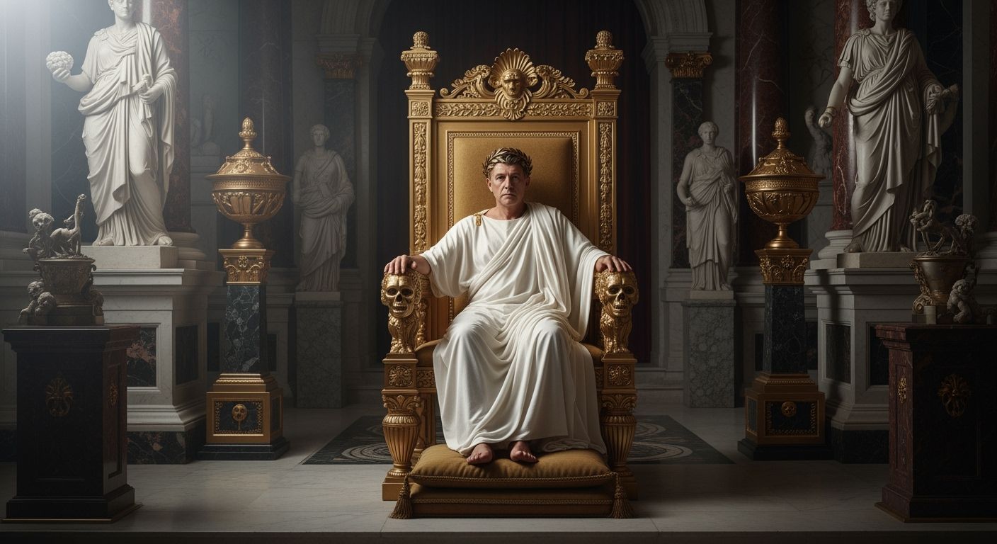 Opulent Roman Emperor on Golden Throne Photograph