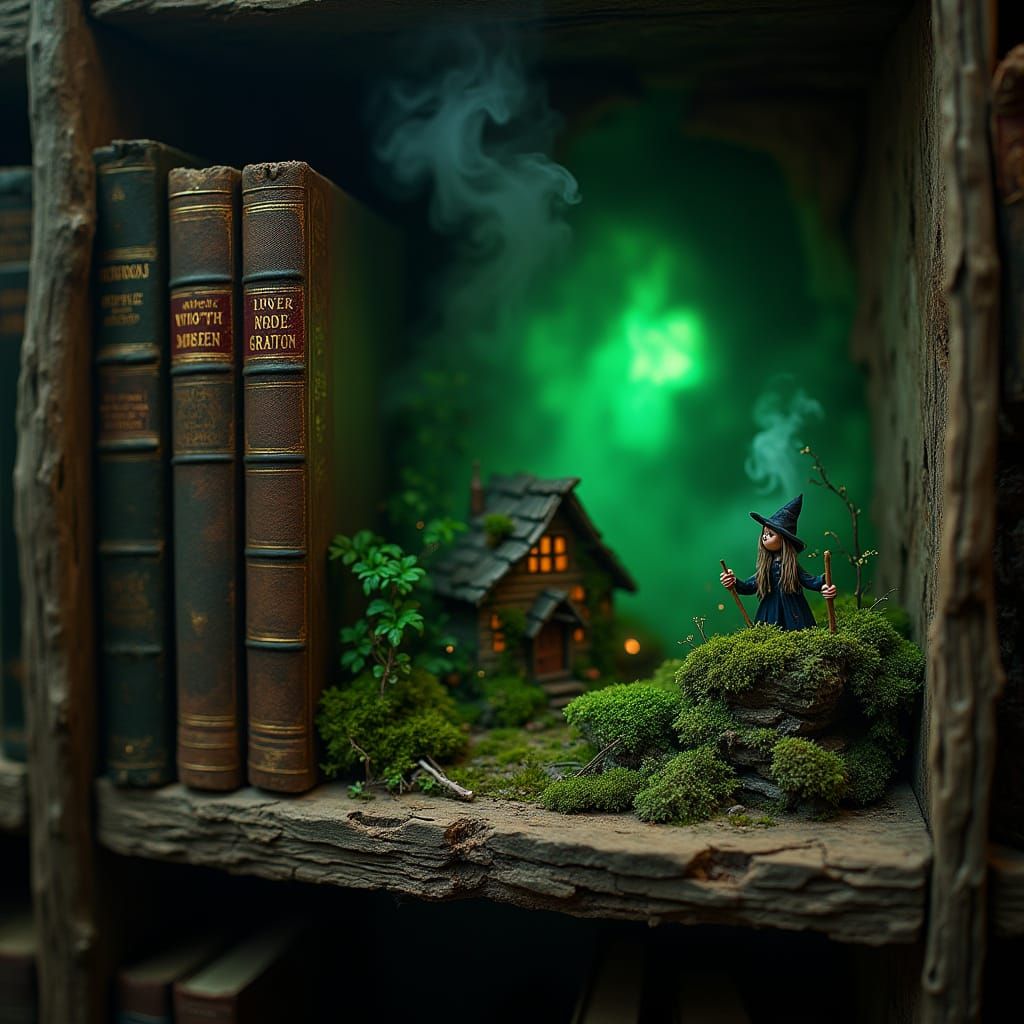 Dark Fantasy Fairytale World on Bookshelf