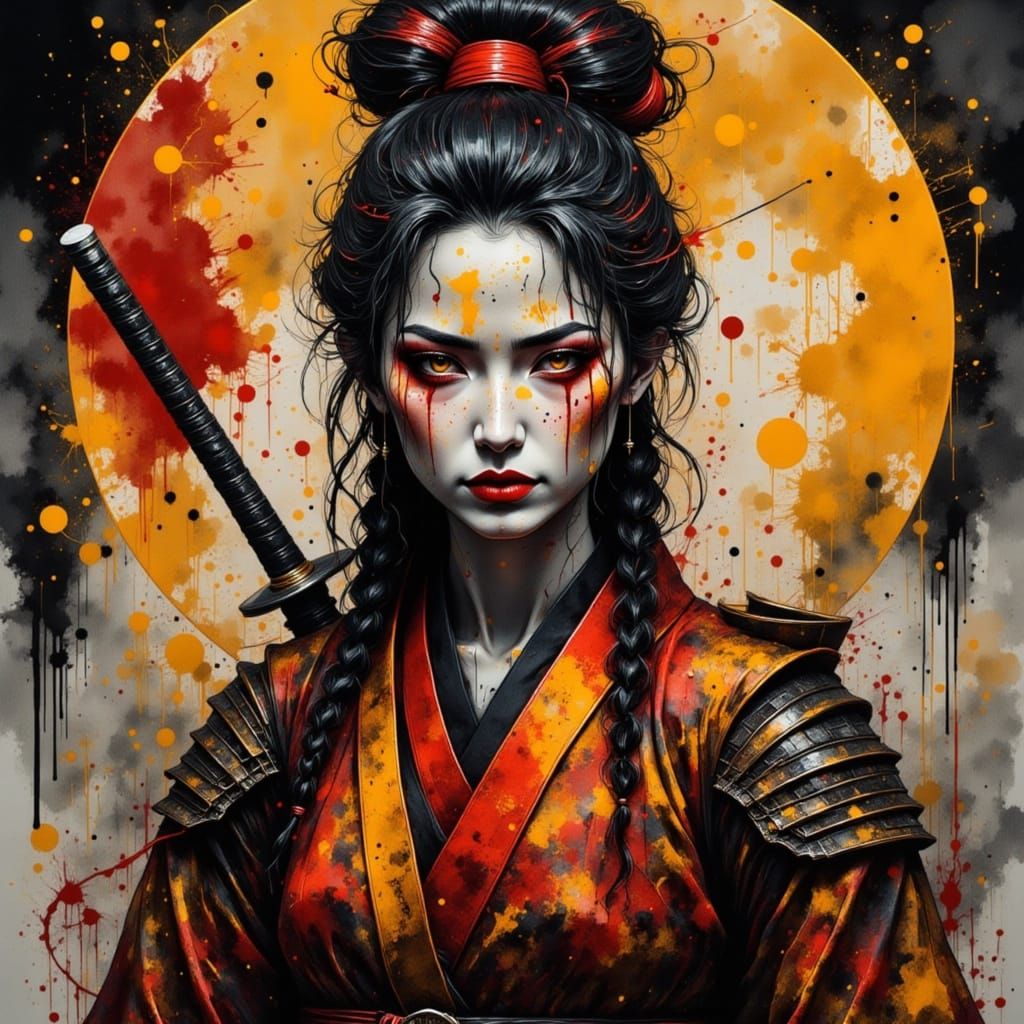 Dark Water-Inspired Female Samurai in Fury and Flux