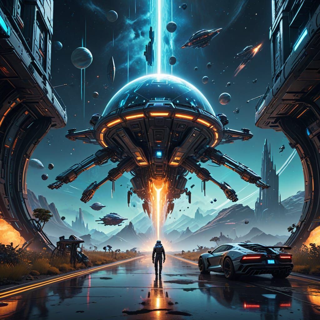 Space Exploration Cruisers Depart Amidst Fantastical Planeta...