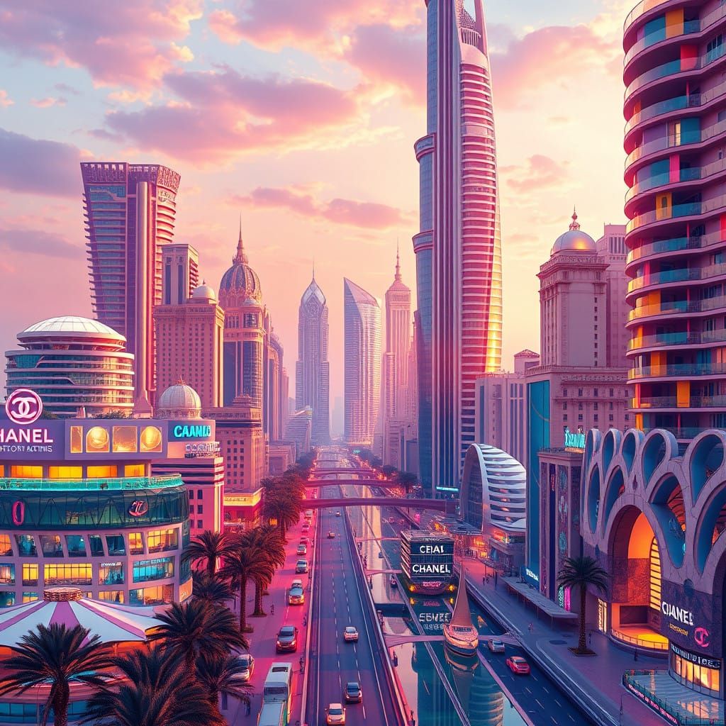 Luxurious Dubai Cityscape with Chanel Coastal Fashion