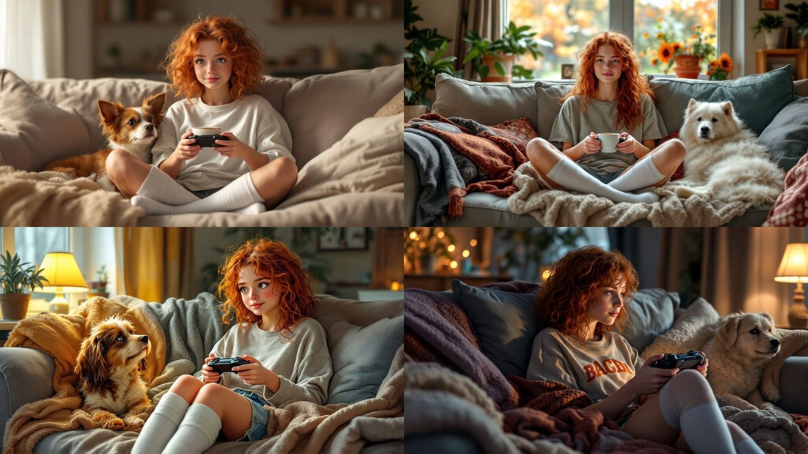 Cosy Irish Girl Gaming with Dog