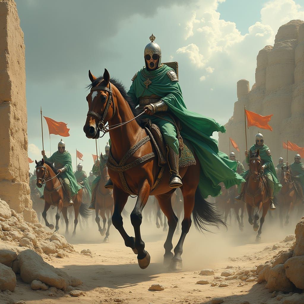 Astronaut and Sultan Lead Army Through Ancient Ruins