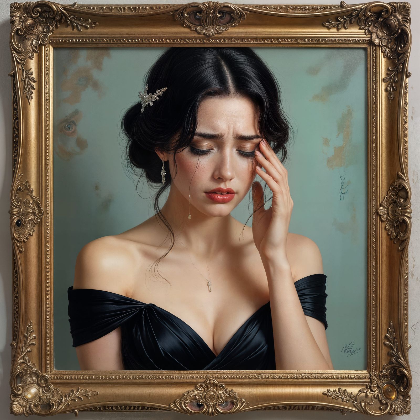 Hyperrealistic Weeping Woman Portrait