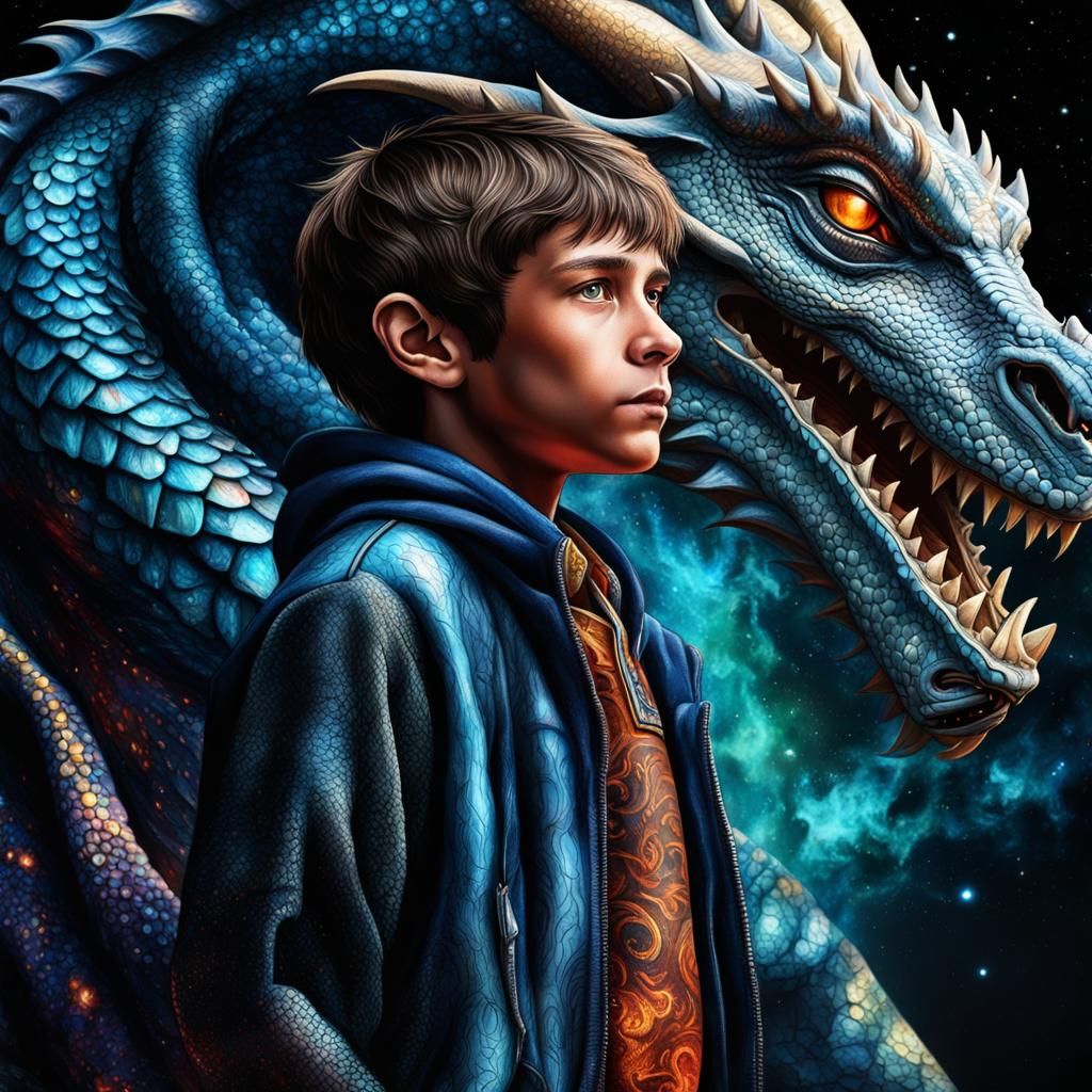 Boy and Dragon Portrait in Photorealistic Style