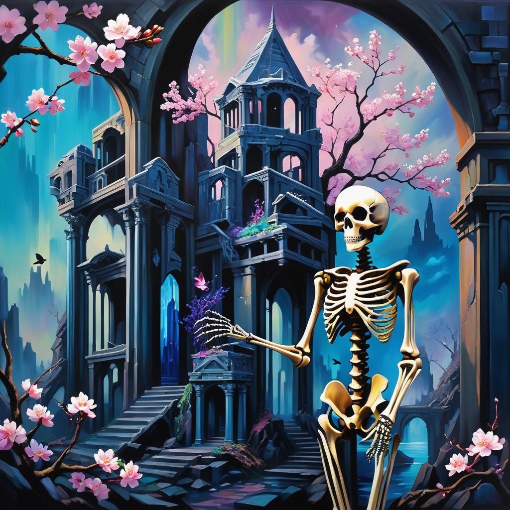 Arcology City Ruins: Mermaidpunk Oil Painting