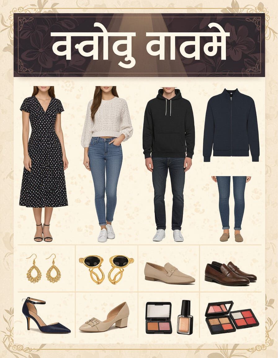 Fashion Poster: Dresses, Hoodies, Shoes & Cosmetics