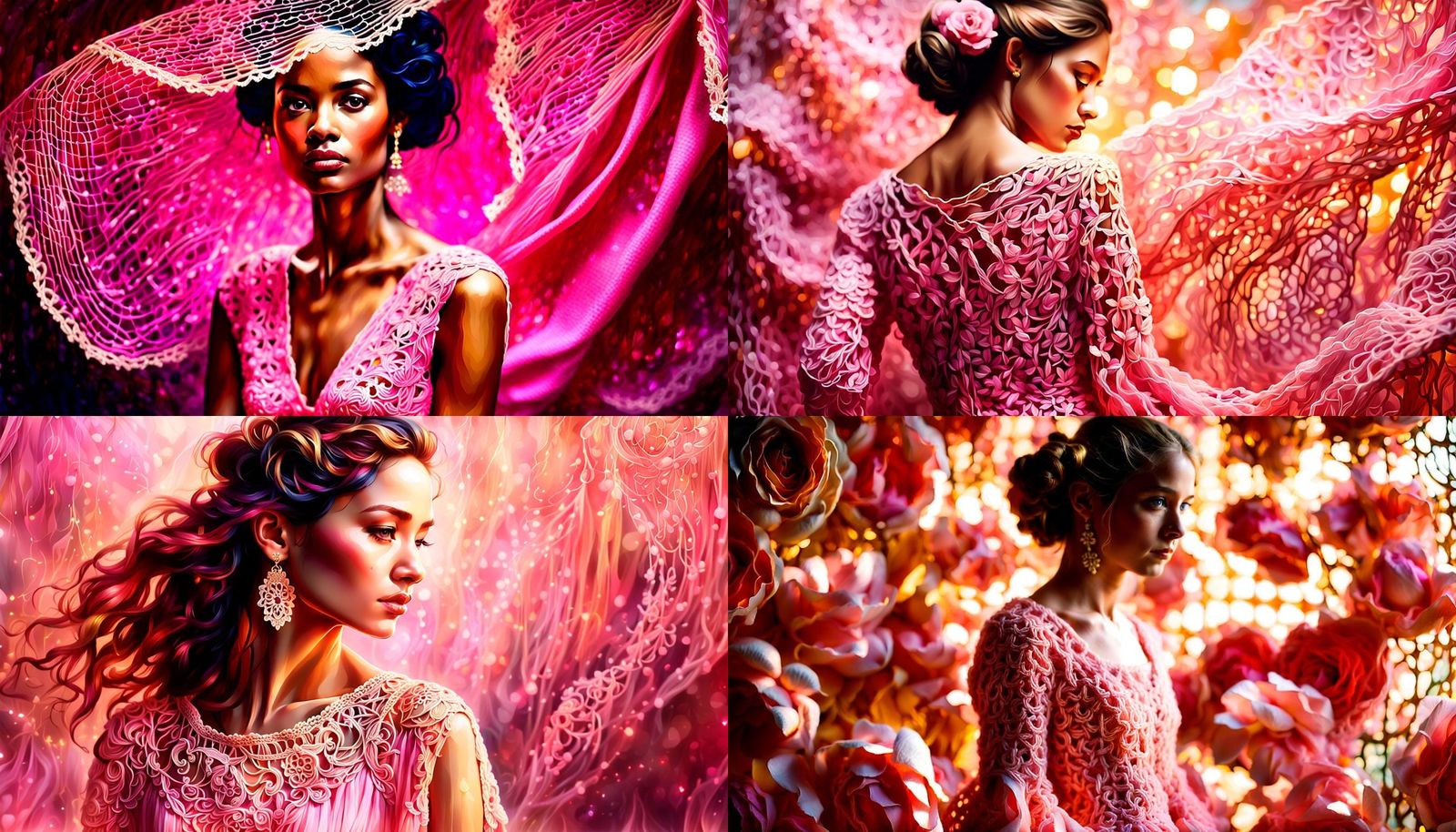 Elegant Pink Silk Dress in Acrylic Style