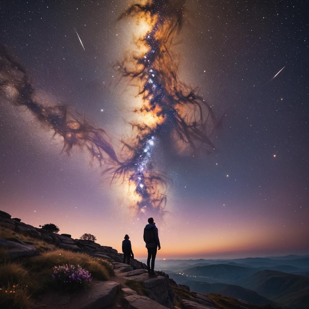 Golden Hour Starry Night Landscape Photography