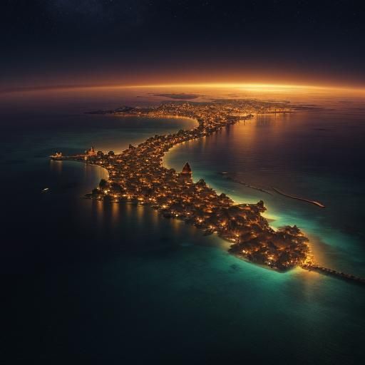 Nighttime Maldives: Detailed Matte Painting in Deep Color