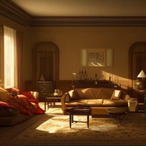 1930s Art Deco Living Room in 8K