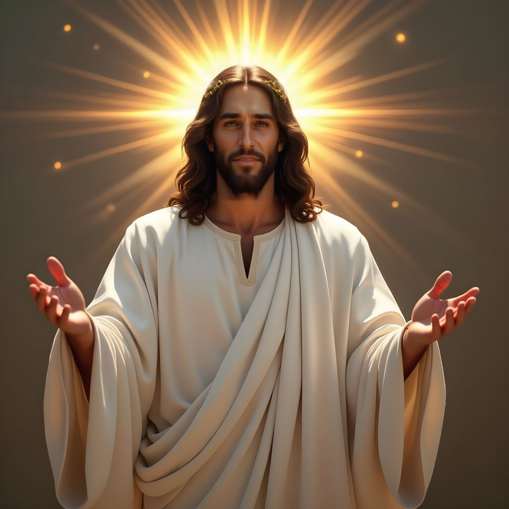 Radiant Savior: Jesus Christ in Volumetric Lighting