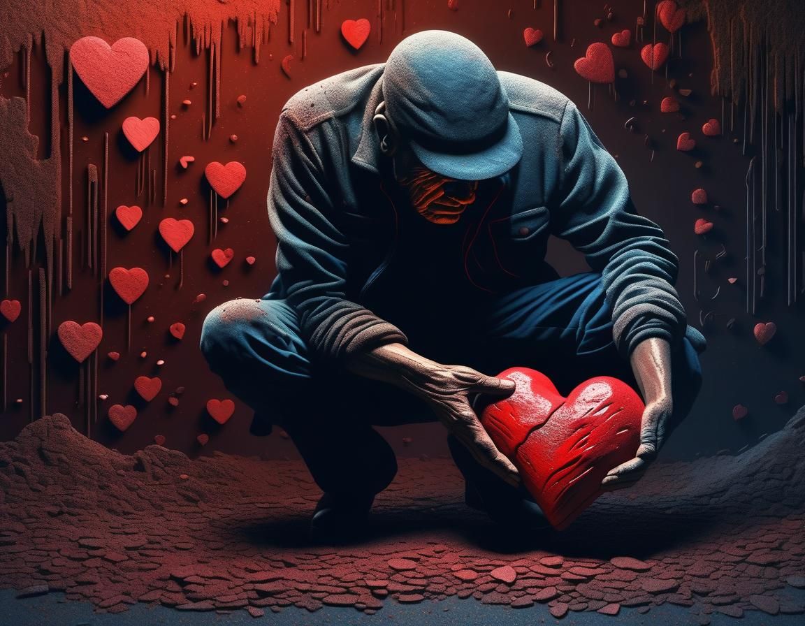 Heart Turns to Dust: A Brutalist Mixed Media Artwork