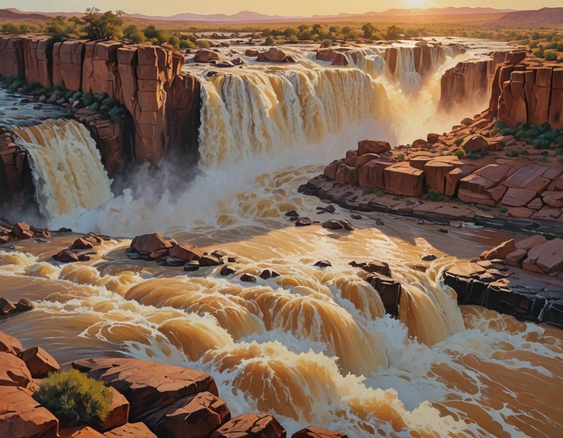 Augrabies Falls: Vibrant Landscape Painting in South Africa