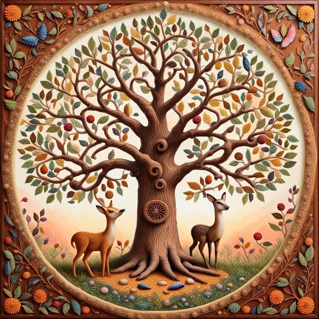 Detailed Tree of Life in Warm Colors