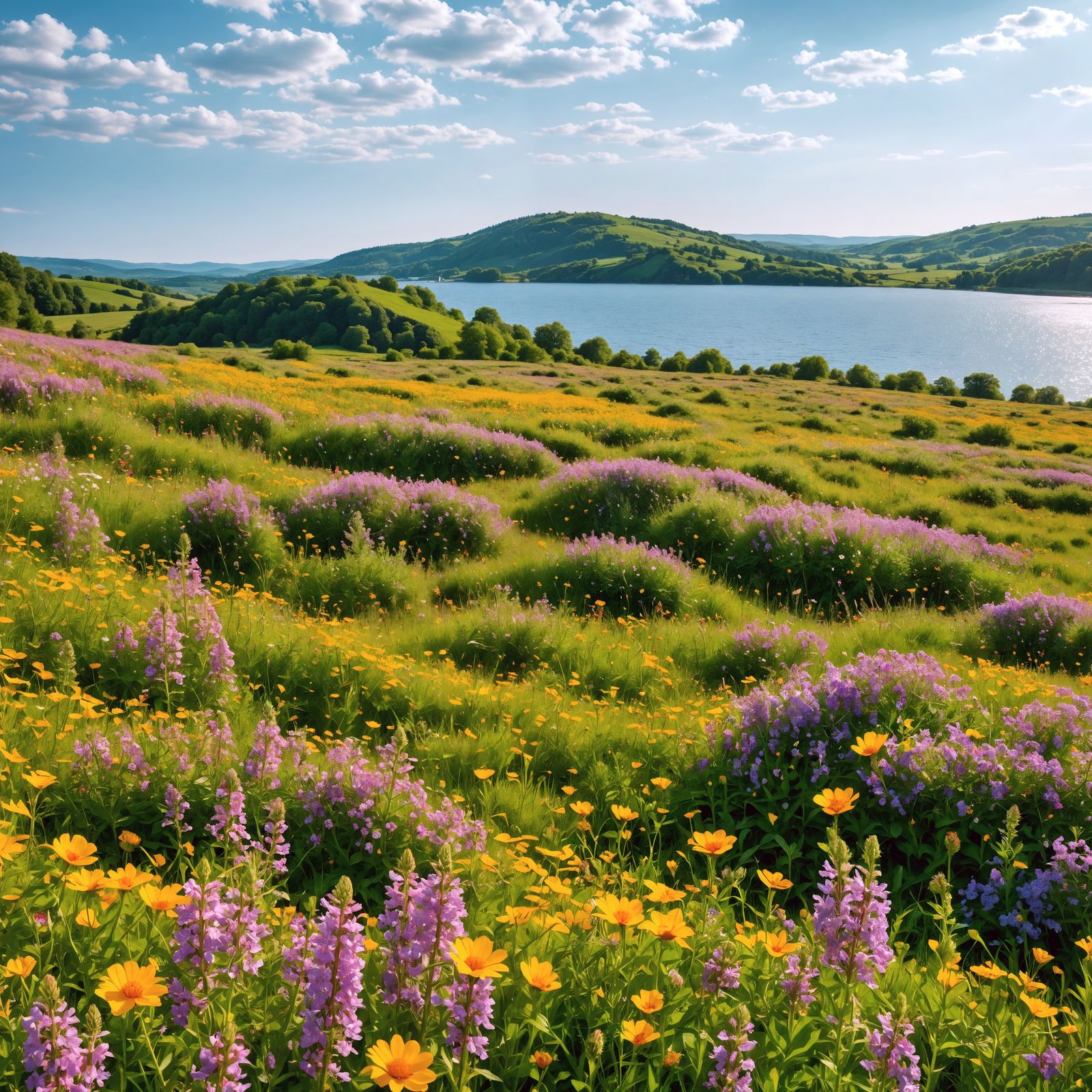 Vibrant Field of Wildflowers in Cinematic HDR