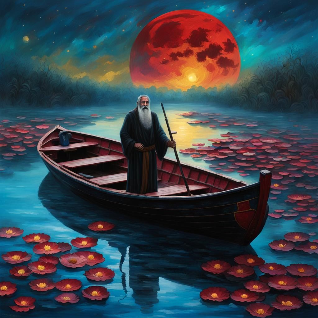 Charon the Ferryman in a Dystopian Landscape