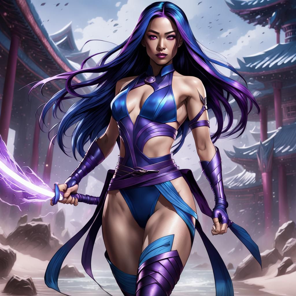 Psylocke in Blue Symbiote Bikini: Fantasy Concept Art