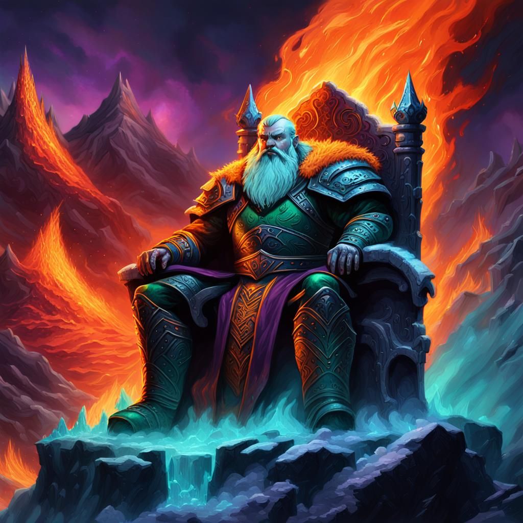 Ice Dwarf Volcano King on Throne