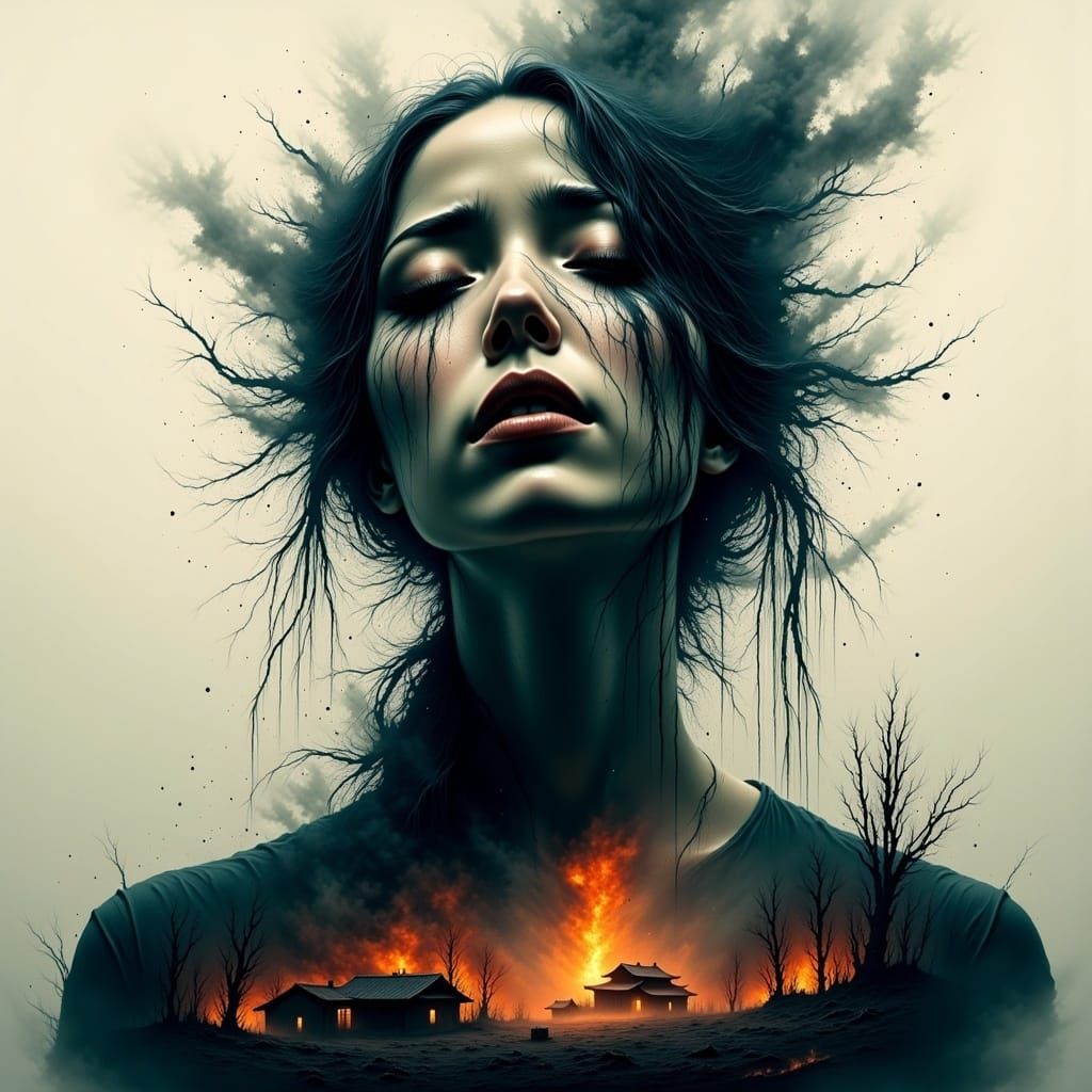 Crying Samurai Double Exposure Masterpiece