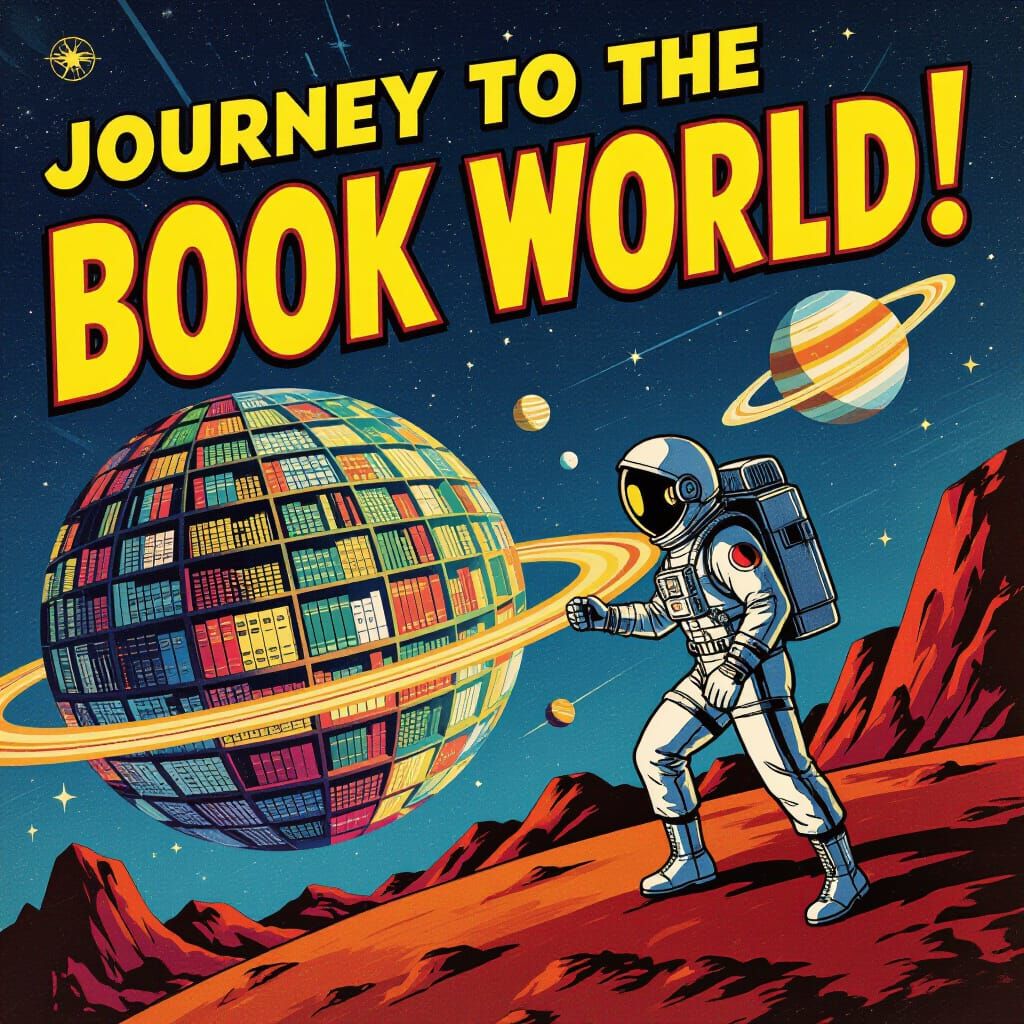 Retro Sci-Fi Comic Cover: Astronaut Discovers Planet of Gian...