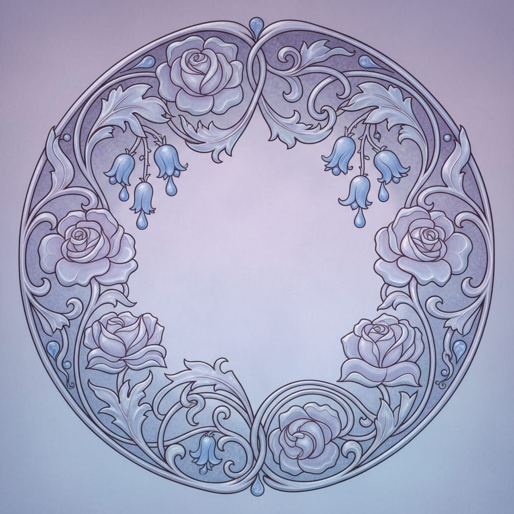 Art Nouveau Circle with Metallic Flora