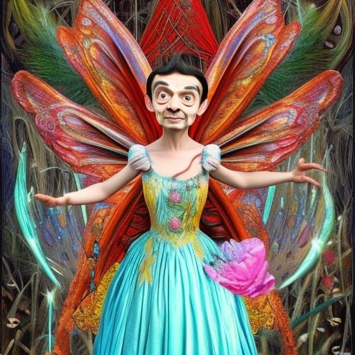 Mr. Bean as Fairy Princess: Photorealistic Horror
