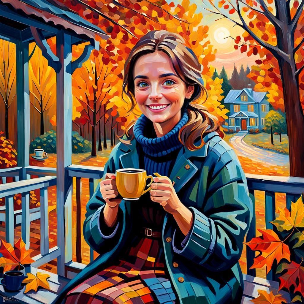 Joyful Autumn Sunset in Expressionist Impasto Style