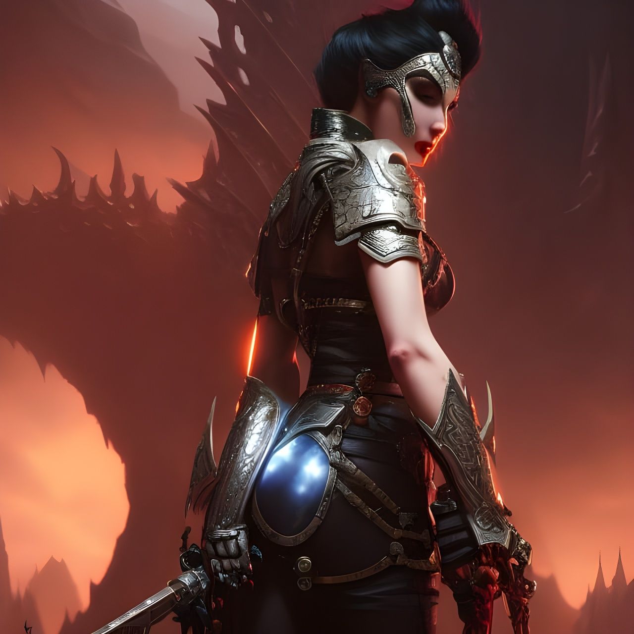 Detailed Vampire Warrior in Gothic Art Style