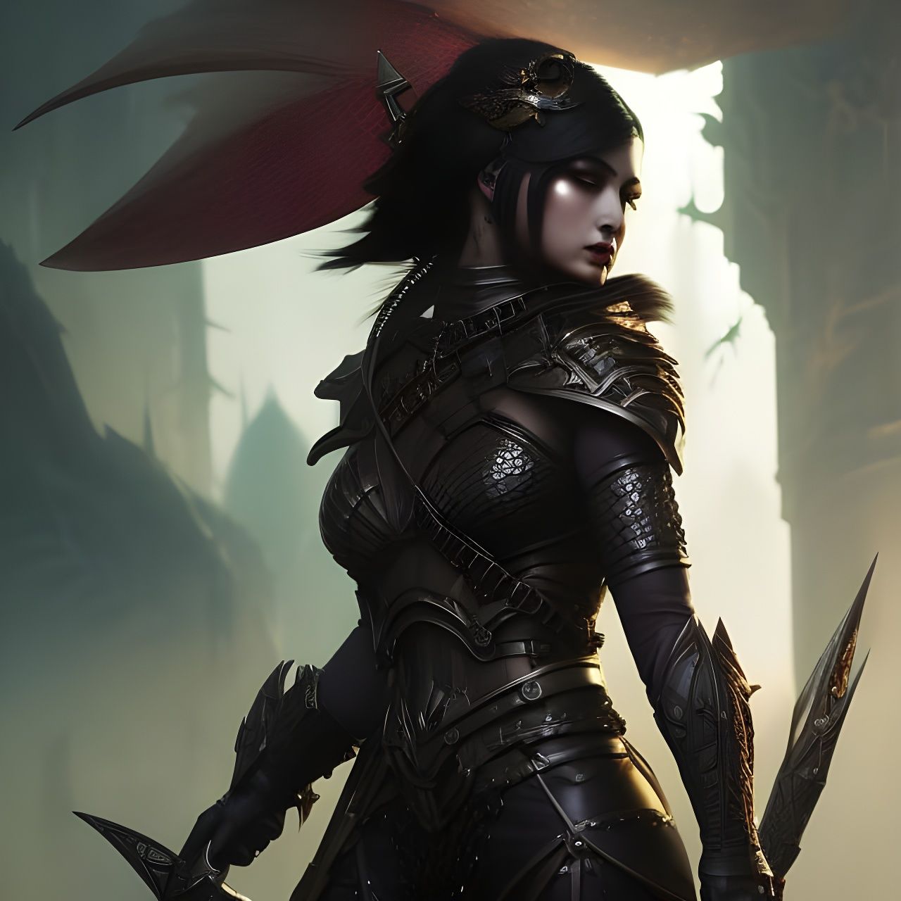 Detailed Gothic Vampire Warrior in Scale Armor