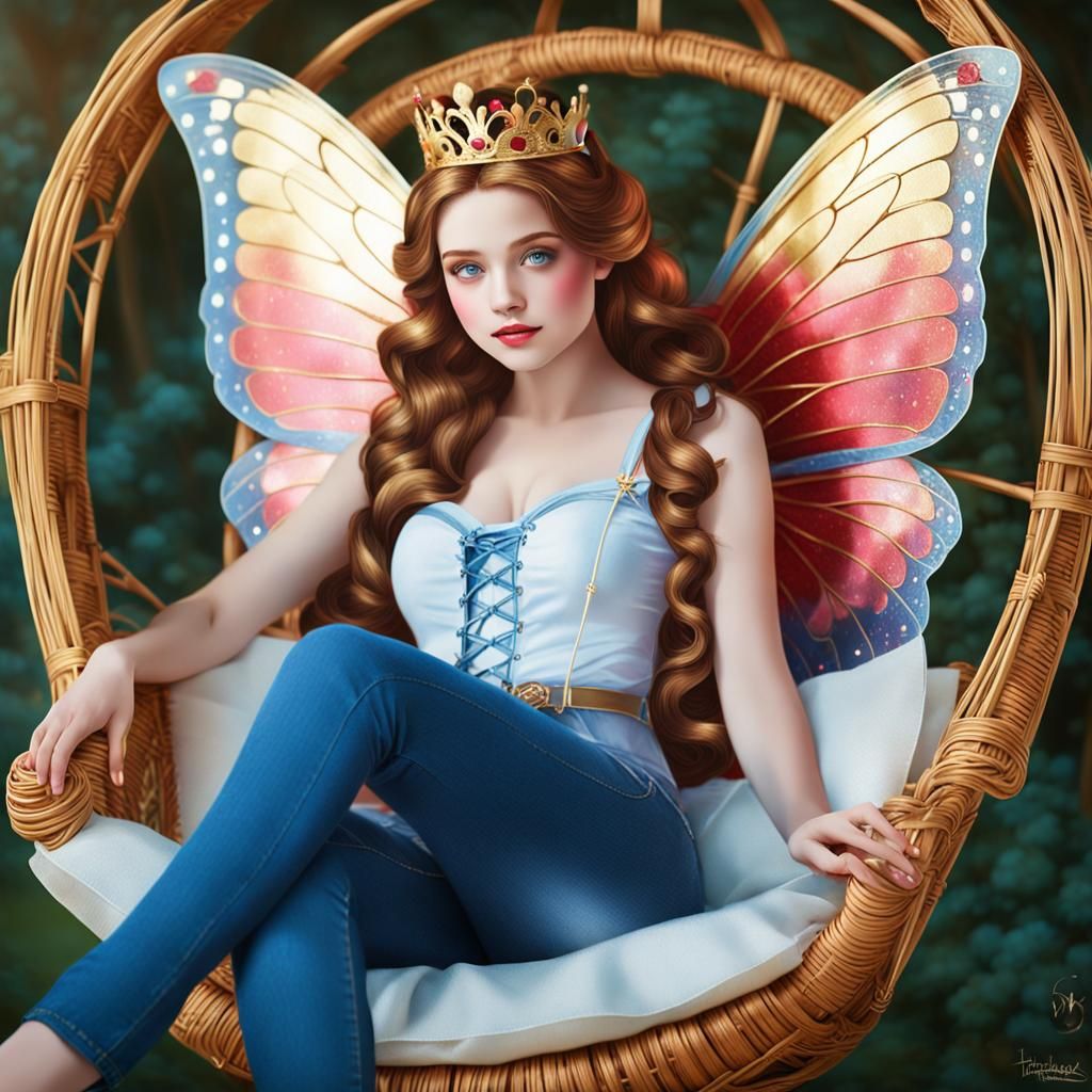 Ethereal Woman with Butterfly Wings Writing Stories