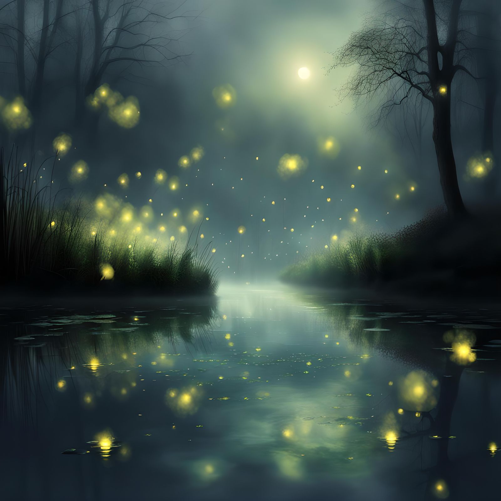 Fantasmagoric Fireflies Illuminate Foggy Fountains