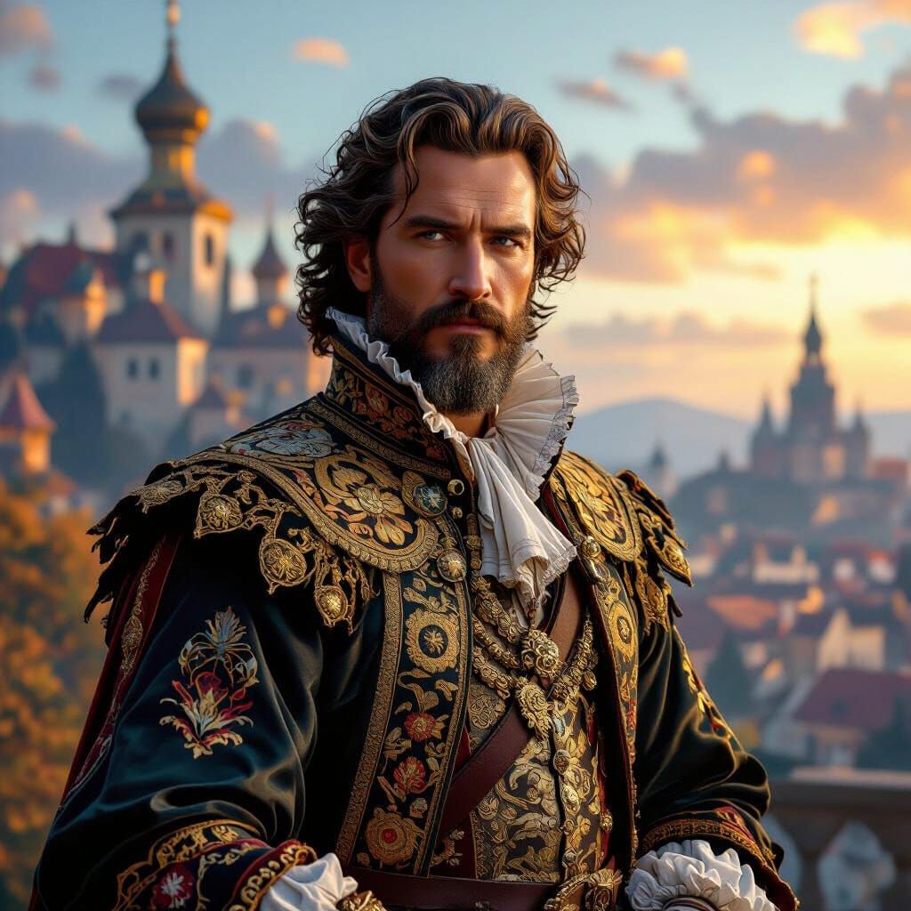 Ivan Bohun in Ornate Attire, Detailed Fantasy Art