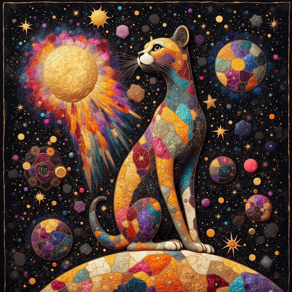 Cheetah with Brocade Fur on Cosmic Planet