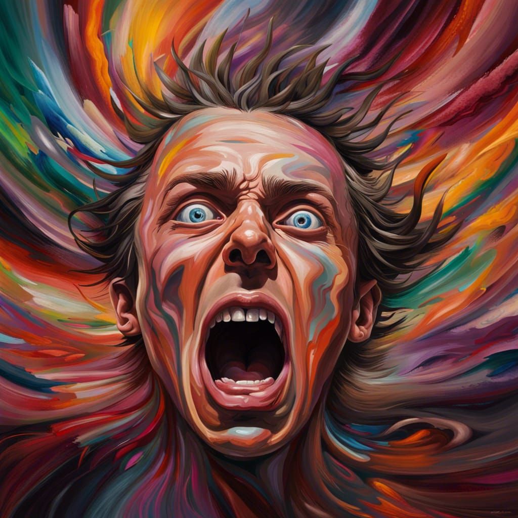 Madness: A Face Twisted in Inner Turmoil