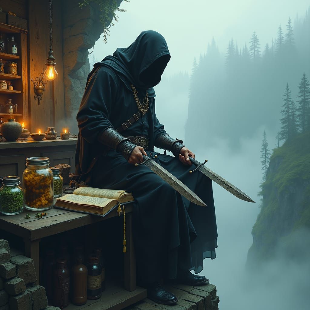 Demi-God of Smoke Working in Mountain Workshop