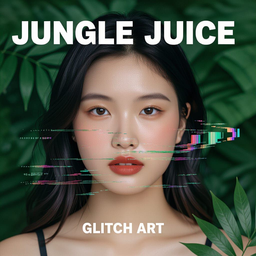 Vibrant Jungle Juice Glitch Art Composition