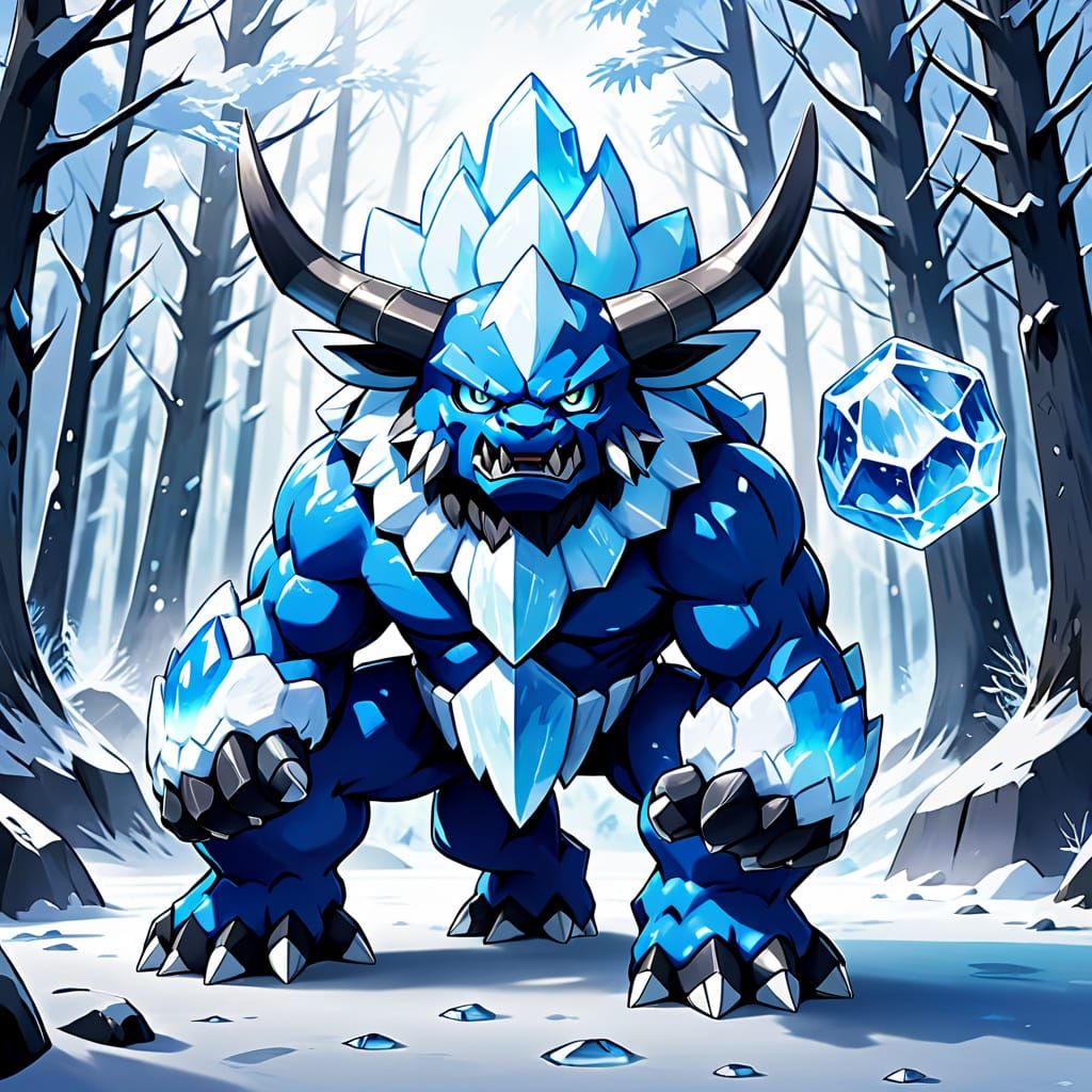 Majestic Ice Oni Fakemon with Boulder-Like Strength and Cour...
