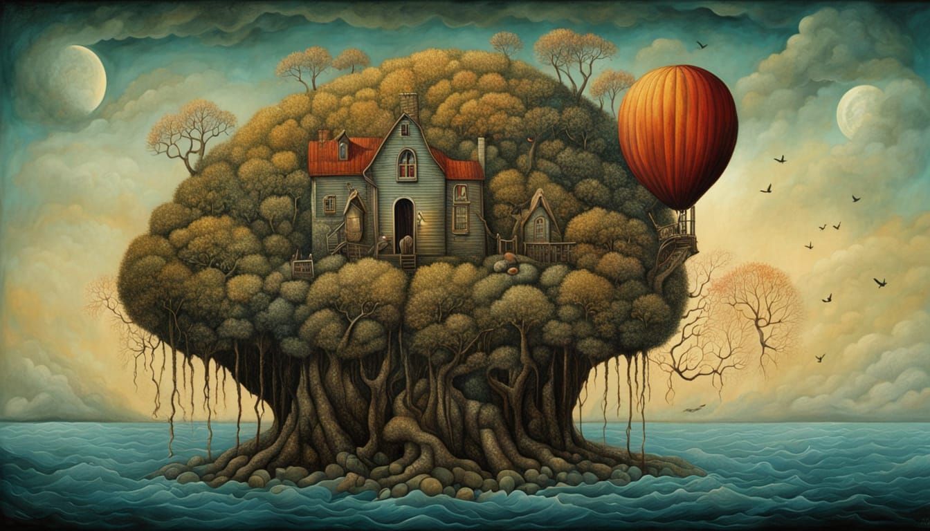 Impasto Painting of Summer by the Sea