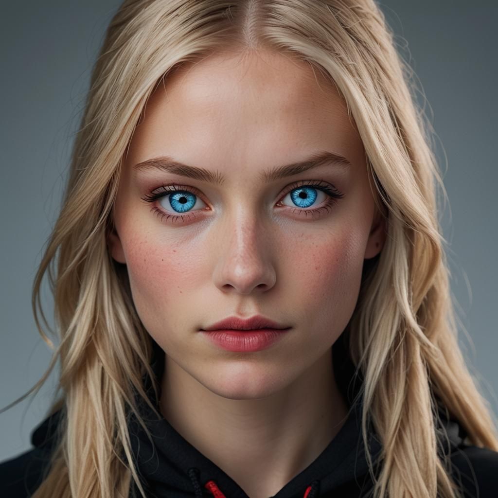 Nordic Girl Portrait with Glowing Crystal, Professional Phot...